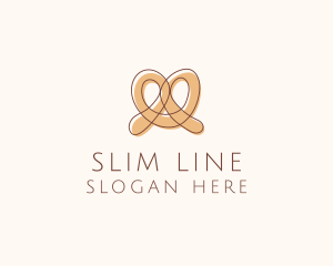 Brown Pretzel Line Art logo design