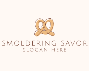 Brown Pretzel Line Art logo design