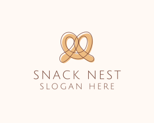 Brown Pretzel Line Art logo design