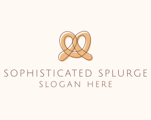 Brown Pretzel Line Art logo design