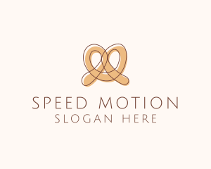 Brown Pretzel Line Art logo design