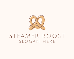 Brown Pretzel Line Art logo design