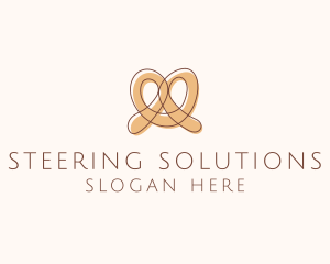 Brown Pretzel Line Art logo design