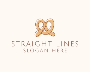 Brown Pretzel Line Art logo design