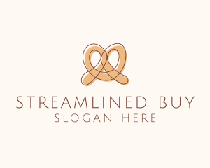 Brown Pretzel Line Art logo design