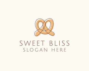 Brown Pretzel Line Art logo design