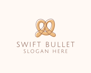 Brown Pretzel Line Art logo design