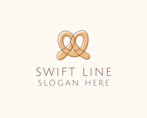 Brown Pretzel Line Art logo design