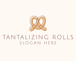 Brown Pretzel Line Art logo design