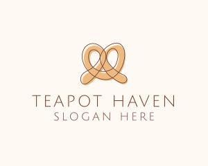 Brown Pretzel Line Art logo design