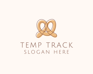 Brown Pretzel Line Art logo design