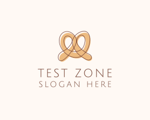 Brown Pretzel Line Art logo design