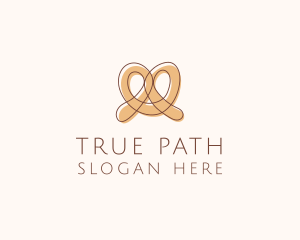 Brown Pretzel Line Art logo design