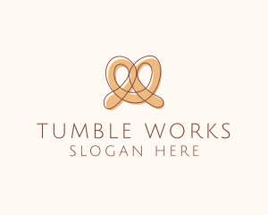 Brown Pretzel Line Art logo design