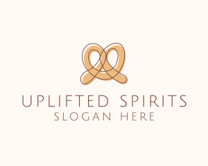 Brown Pretzel Line Art logo design