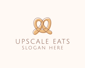 Brown Pretzel Line Art logo design