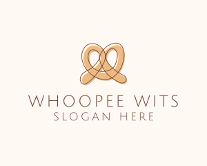 Brown Pretzel Line Art logo design