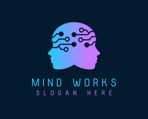 Gradient Human Mind Tech logo design