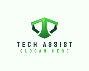 Shield Tech Digital Letter T logo design