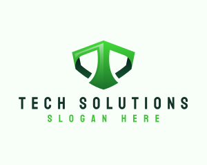 Shield Tech Digital Letter T logo design