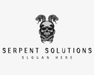 Head Skull Snake logo design