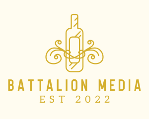 Golden Ornamental Wine Bottle logo design