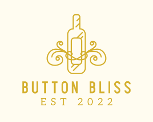 Golden Ornamental Wine Bottle logo design