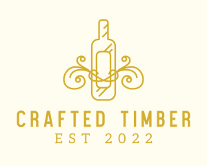 Golden Ornamental Wine Bottle logo design