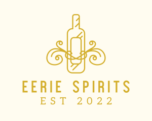 Golden Ornamental Wine Bottle logo design