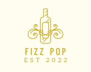 Golden Ornamental Wine Bottle logo design