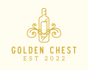 Golden Ornamental Wine Bottle logo design