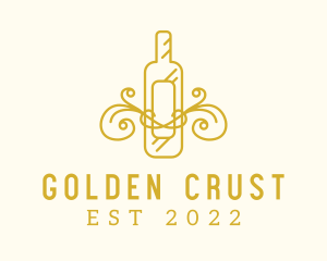 Golden Ornamental Wine Bottle logo design