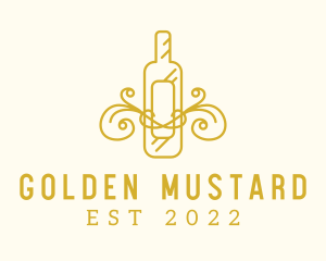 Golden Ornamental Wine Bottle logo design