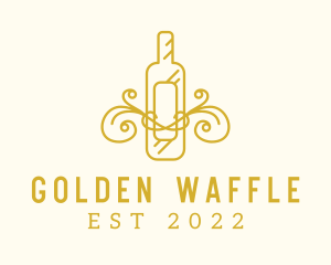 Golden Ornamental Wine Bottle logo design