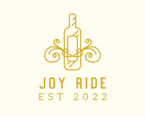 Golden Ornamental Wine Bottle logo design