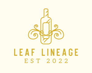 Golden Ornamental Wine Bottle logo design