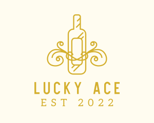 Golden Ornamental Wine Bottle logo design