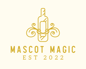 Golden Ornamental Wine Bottle logo design