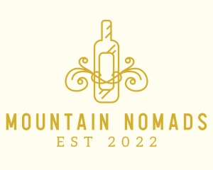 Golden Ornamental Wine Bottle logo design