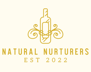 Golden Ornamental Wine Bottle logo design