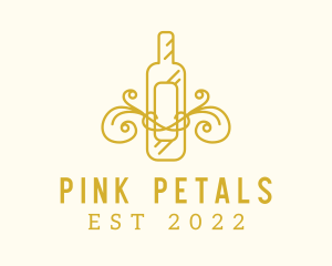 Golden Ornamental Wine Bottle logo design