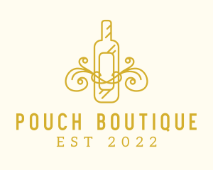 Golden Ornamental Wine Bottle logo design