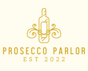 Golden Ornamental Wine Bottle logo