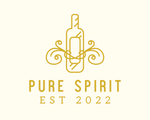 Golden Ornamental Wine Bottle logo design