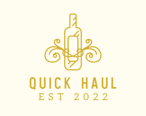 Golden Ornamental Wine Bottle logo design