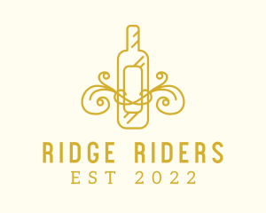 Golden Ornamental Wine Bottle logo design