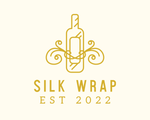 Golden Ornamental Wine Bottle logo design