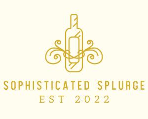 Golden Ornamental Wine Bottle logo design