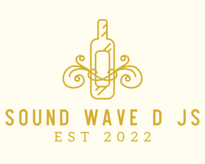 Golden Ornamental Wine Bottle logo design