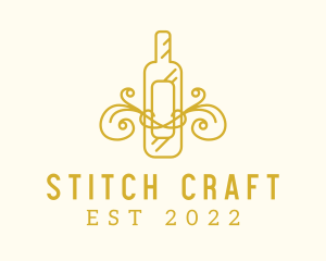 Golden Ornamental Wine Bottle logo design